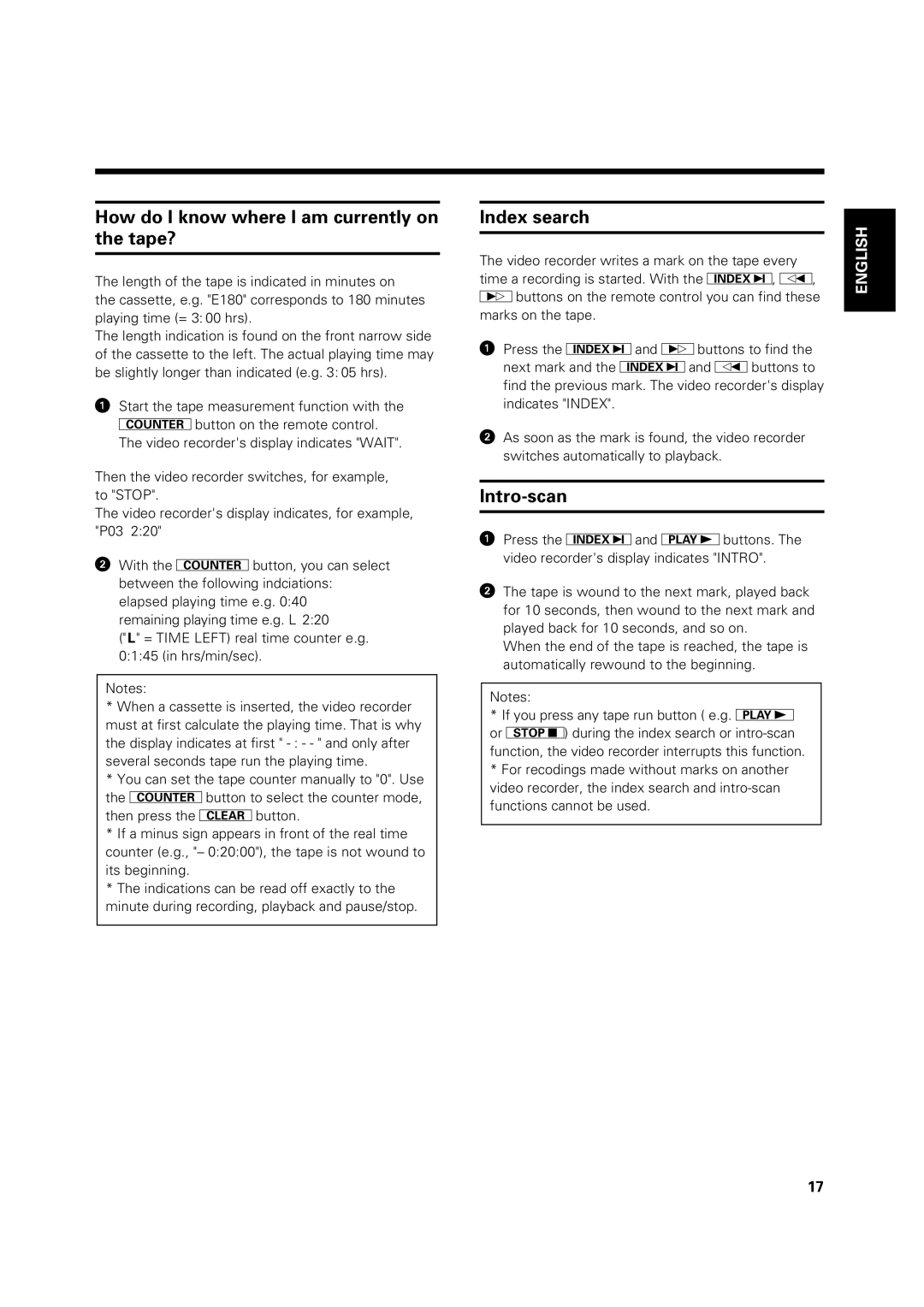 Philips VR 969/02 operating instructions How do I know where I am currently on the tape?, Index search, Intro-scan 