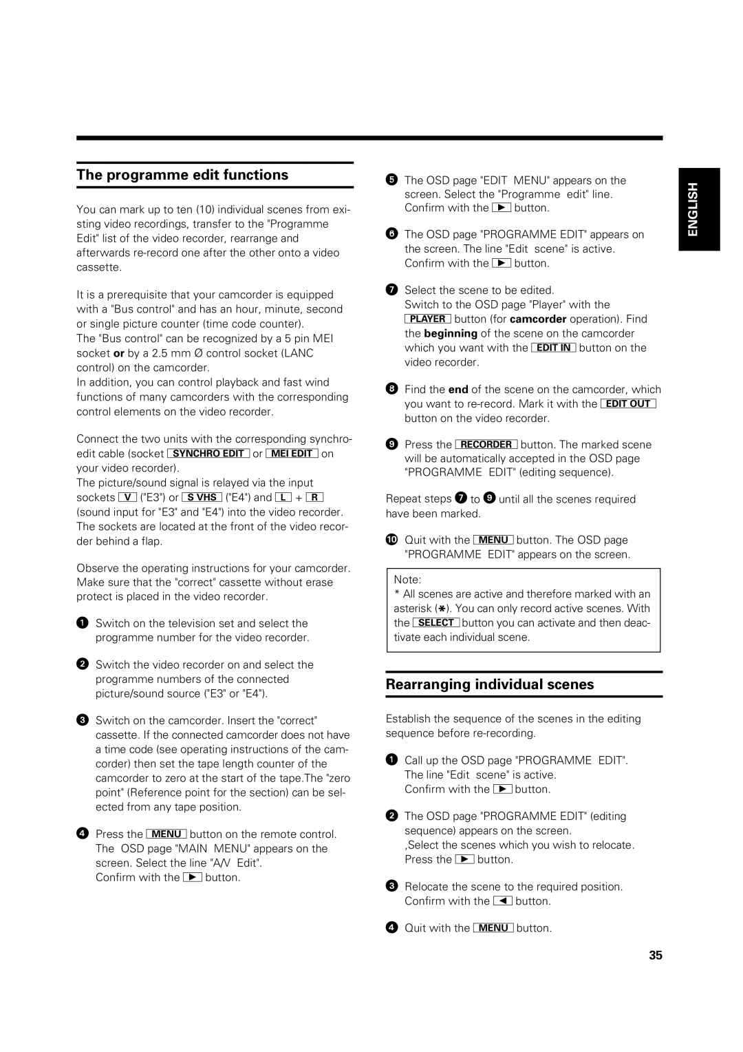 Philips VR 969/02 operating instructions Programme edit functions, Rearranging individual scenes 