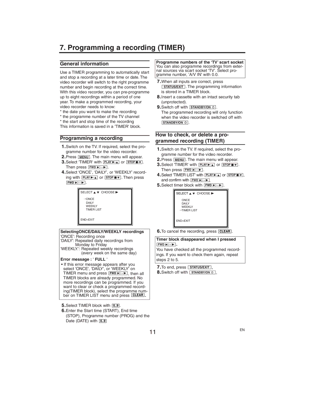 Philips VR150/58 specifications Programming a recording Timer, How to check, or delete a pro- grammed recording Timer 