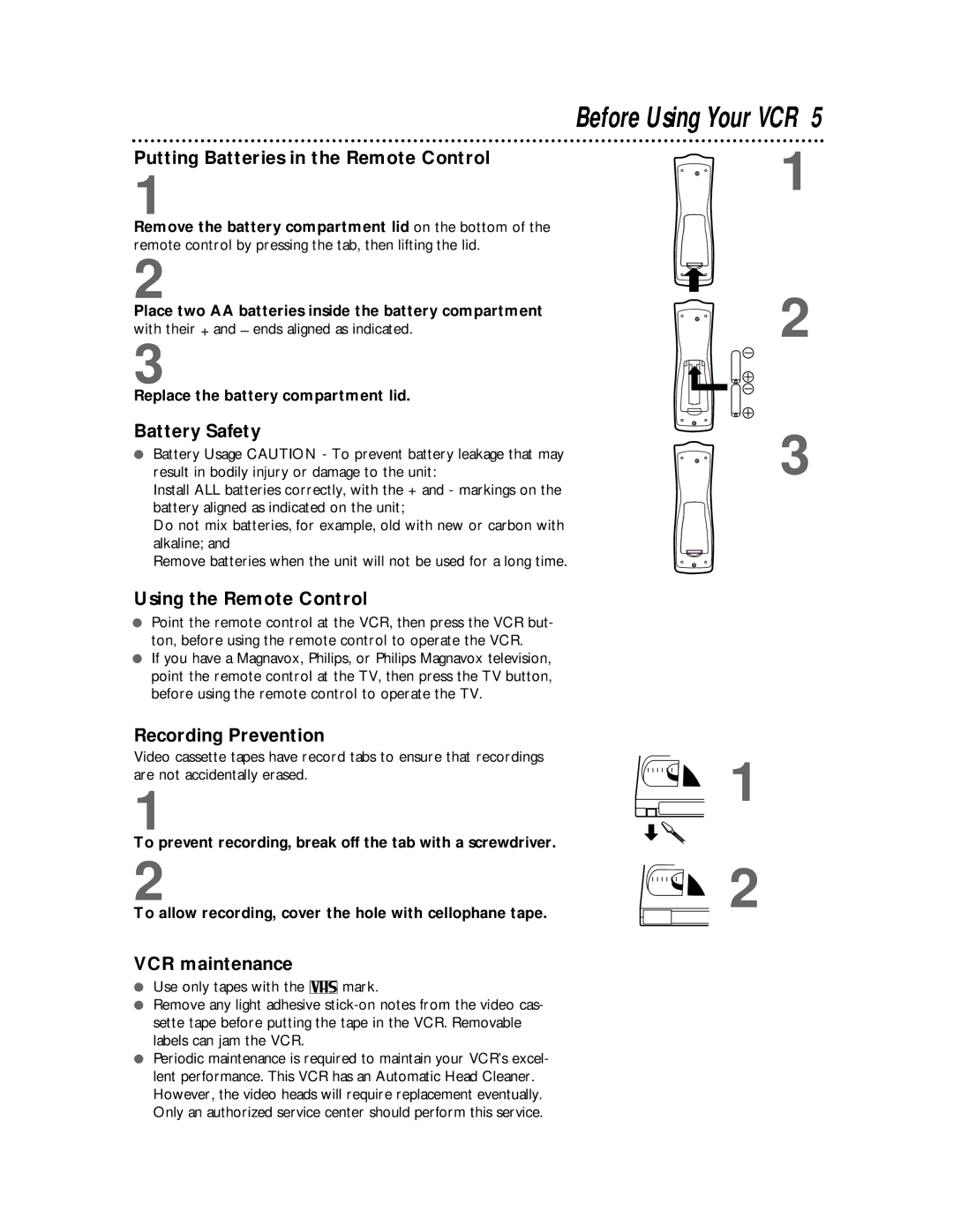 Philips VR220CAT owner manual Before Using Your VCR 