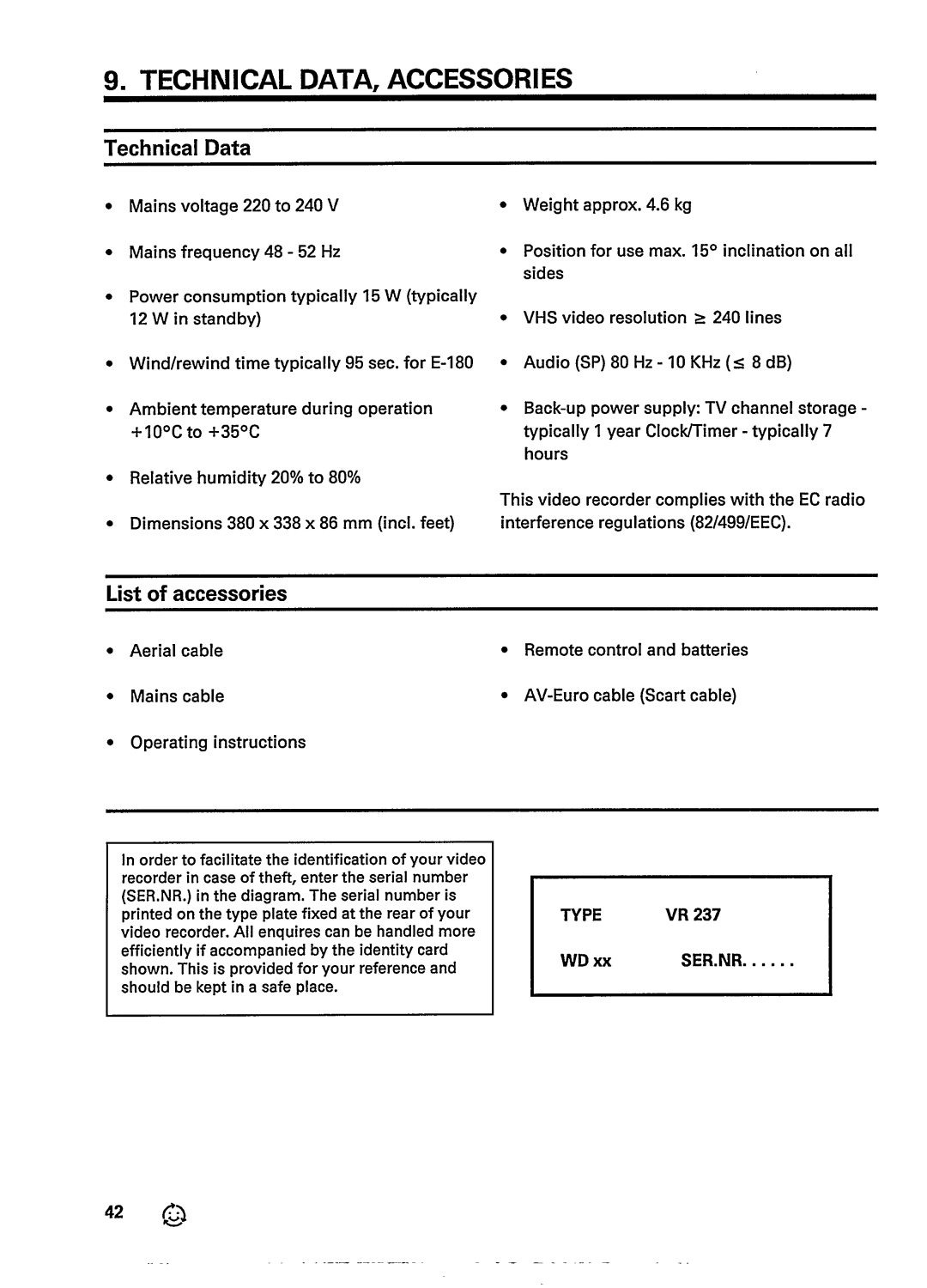 Philips VR237 manual 