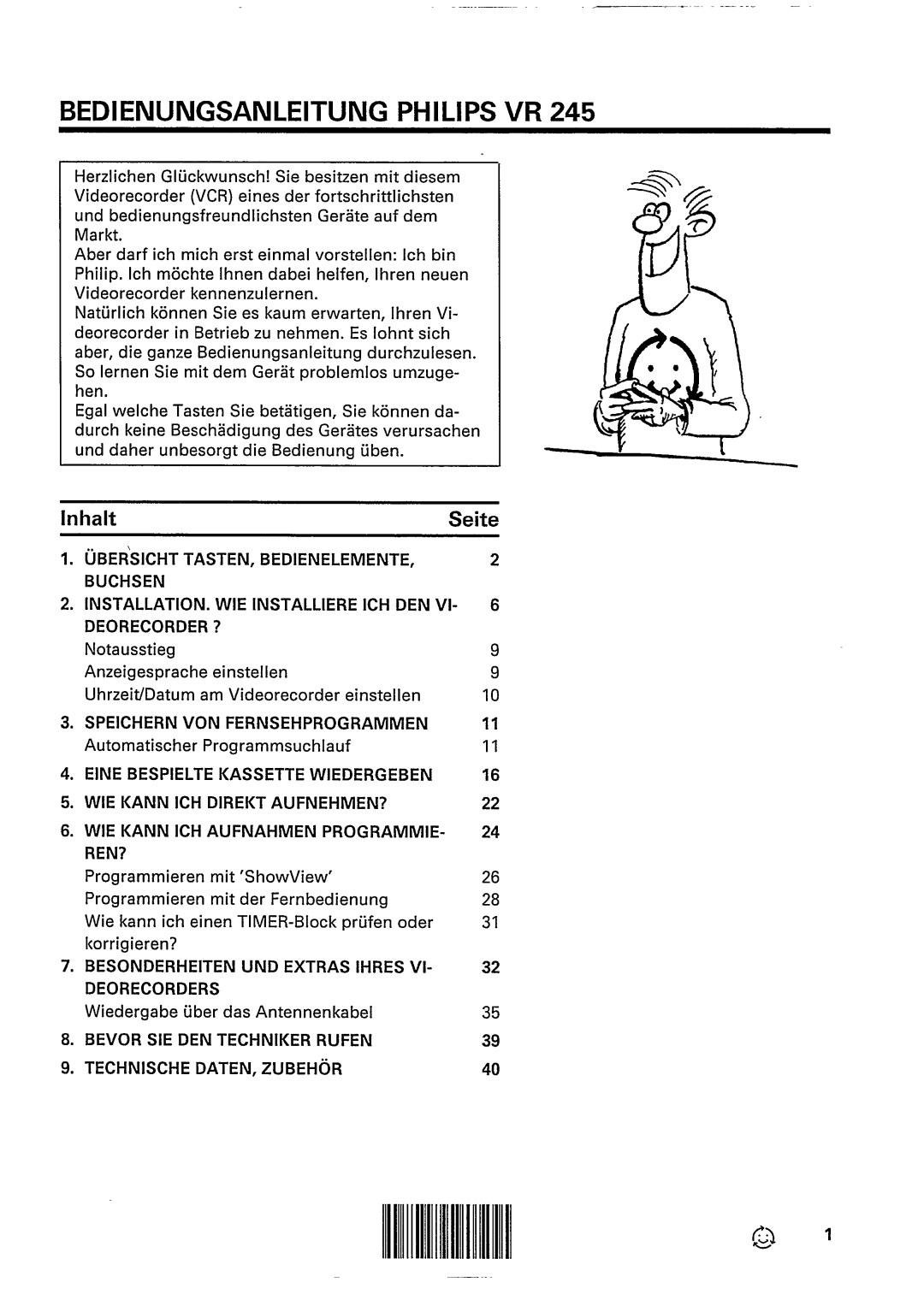 Philips VR245 manual 