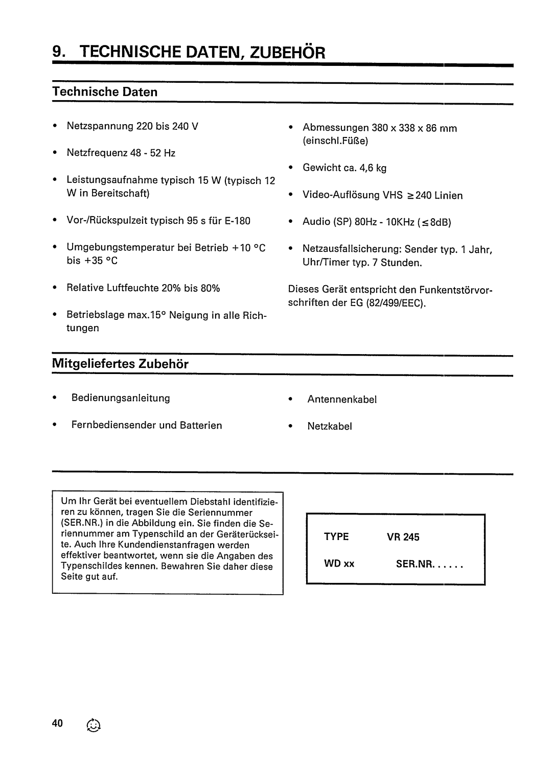 Philips VR245 manual 