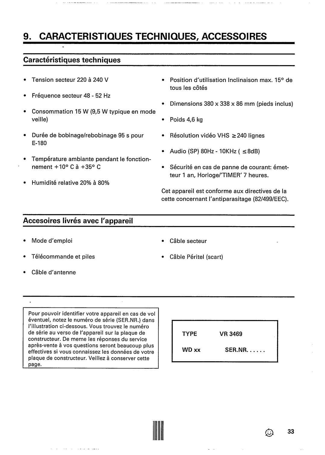 Philips VR3469 manual 