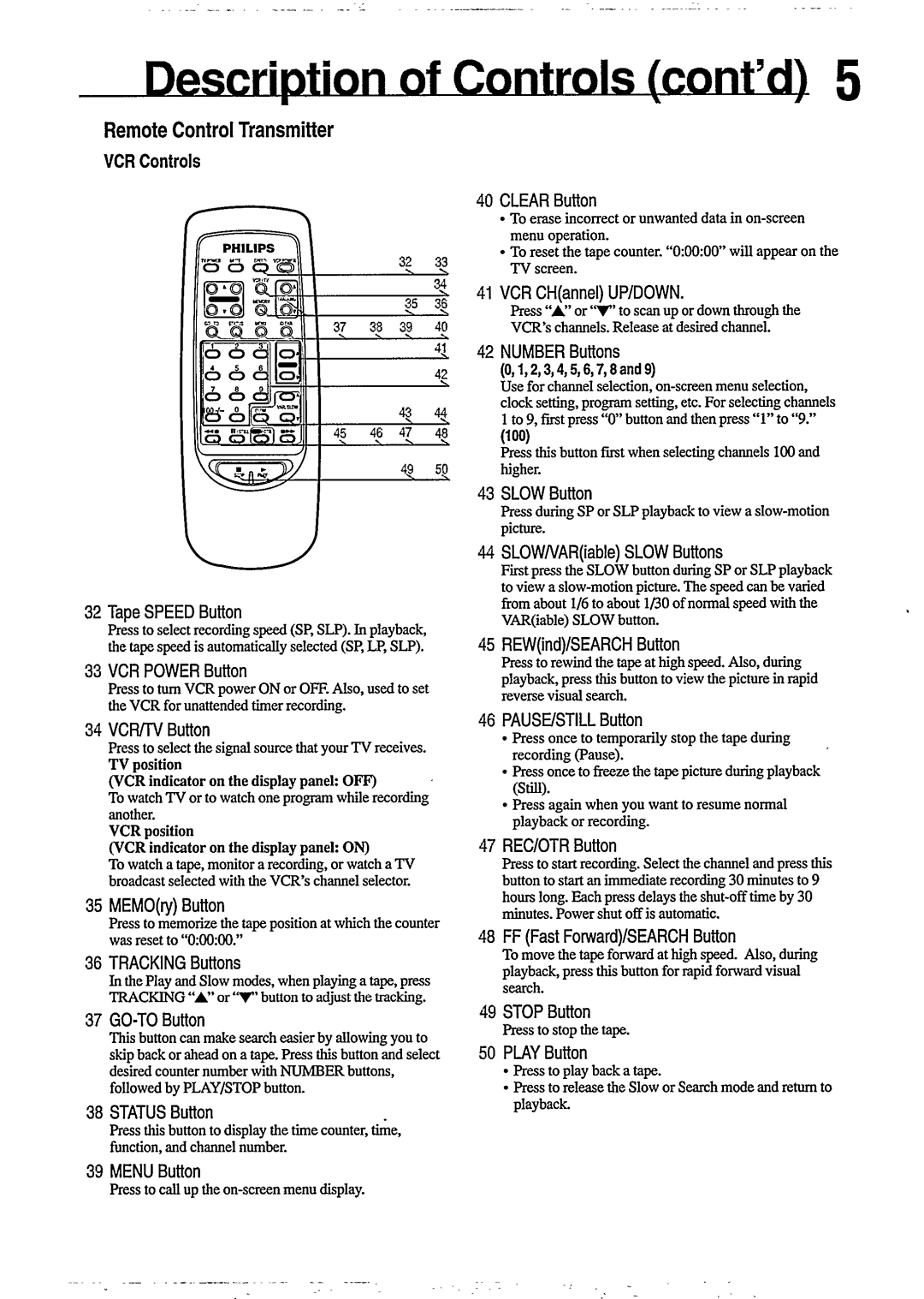 Philips VR355, VR350 manual 