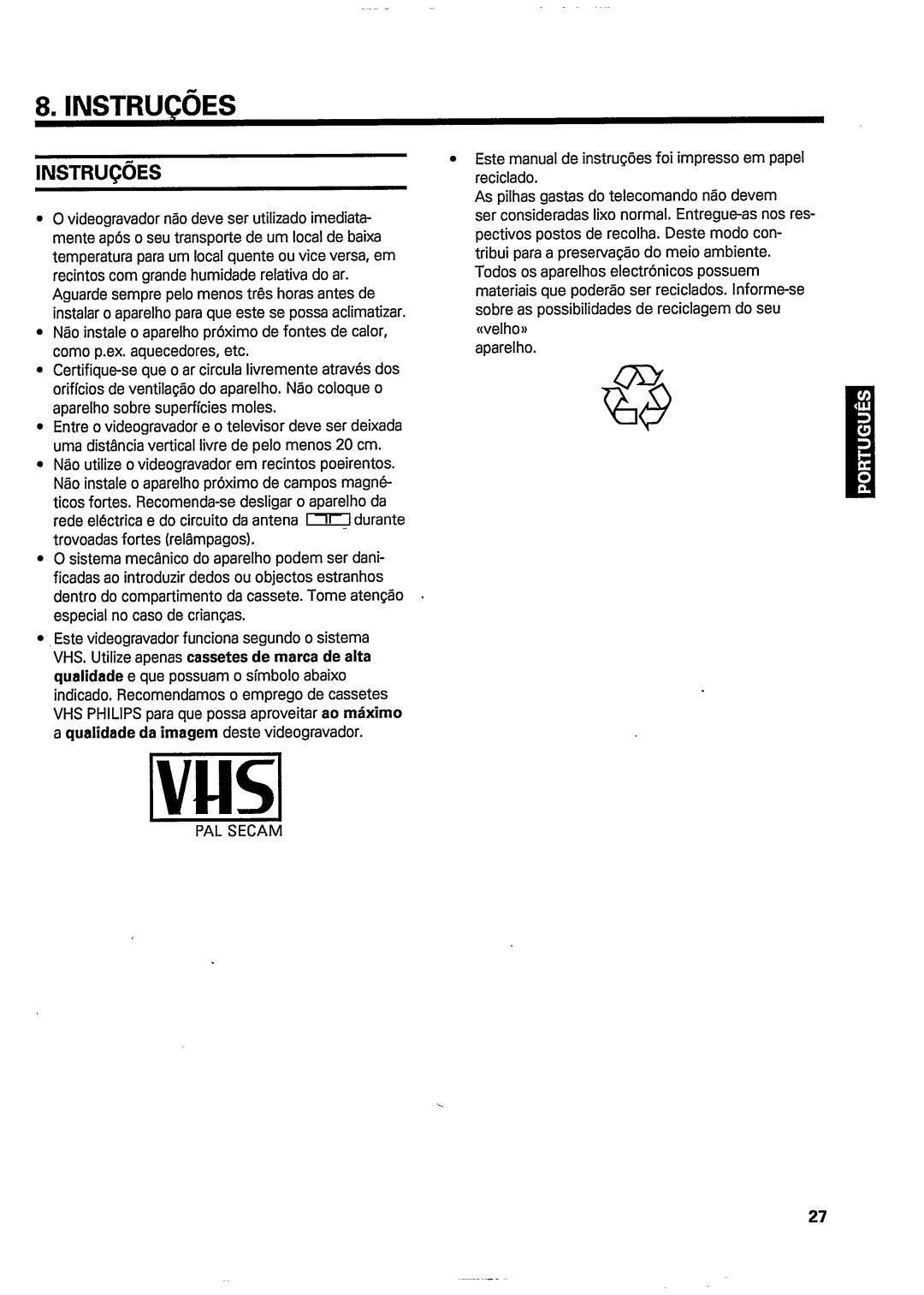 Philips VR362 manual 