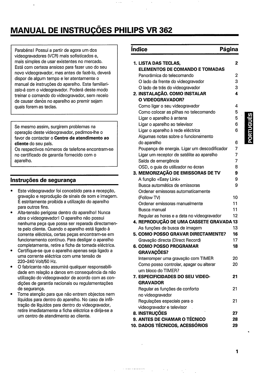 Philips VR362 manual 