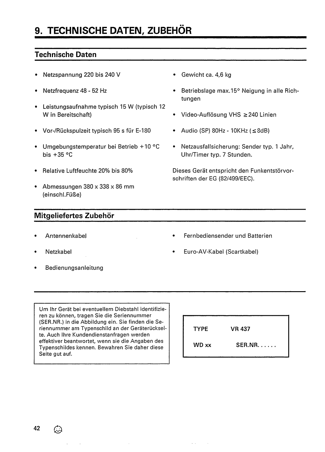 Philips VR437 manual 