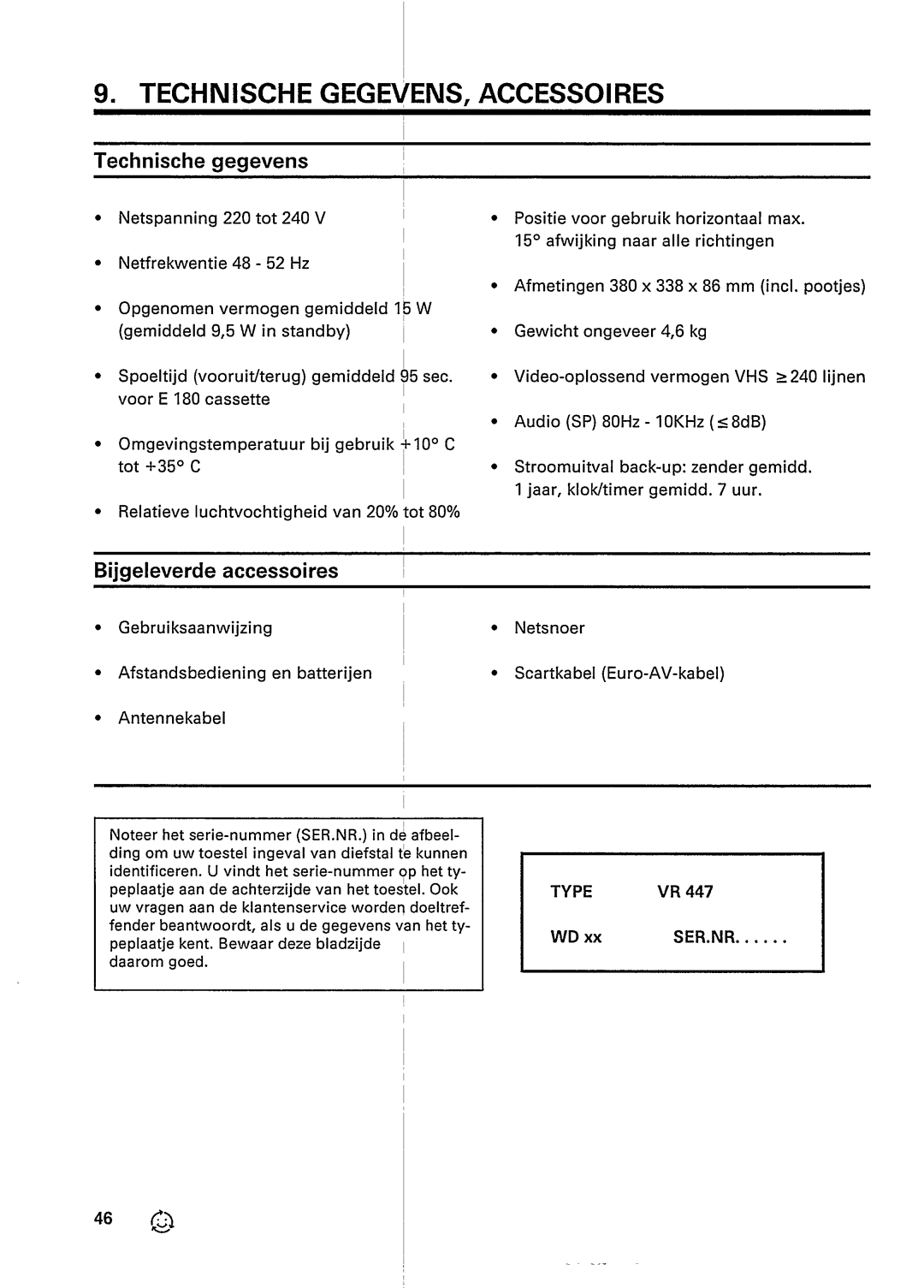 Philips VR447 manual 