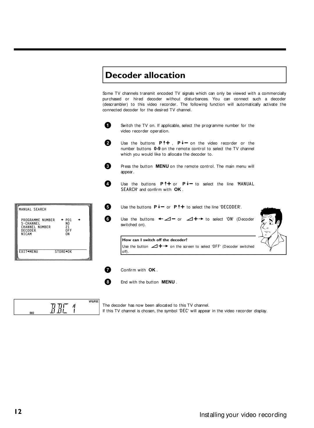 Philips VR507, VR570 specifications Decoder allocation 