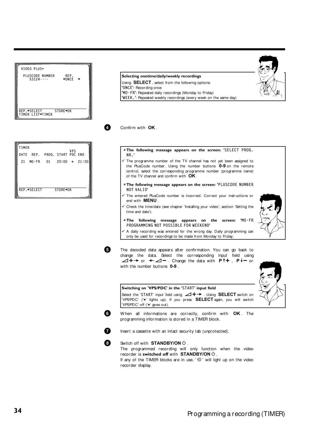 Philips VR507, VR570 specifications Data with, Recorder is switched off with STANDBY/ON, Recorder display 