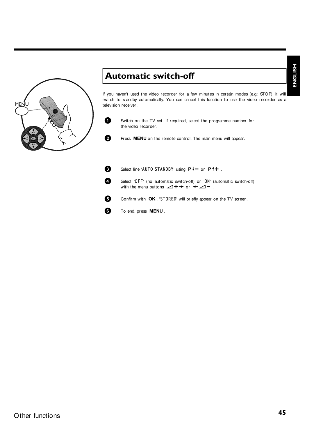 Philips VR570, VR507 specifications Automatic switch-off 