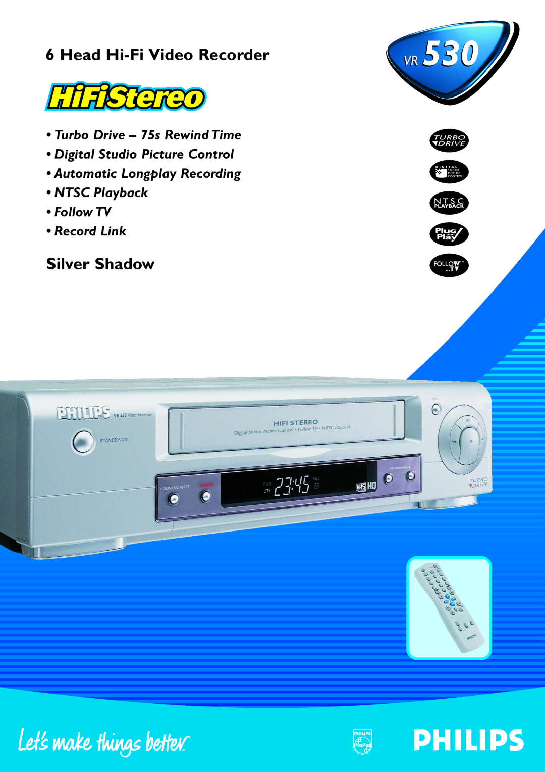 Philips vr530 manual Silver Shadow 