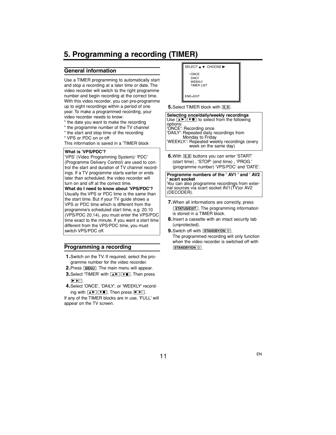 Philips VR530/07 operating instructions Programming a recording Timer, What is VPS/PDC?, Select Timer block with 