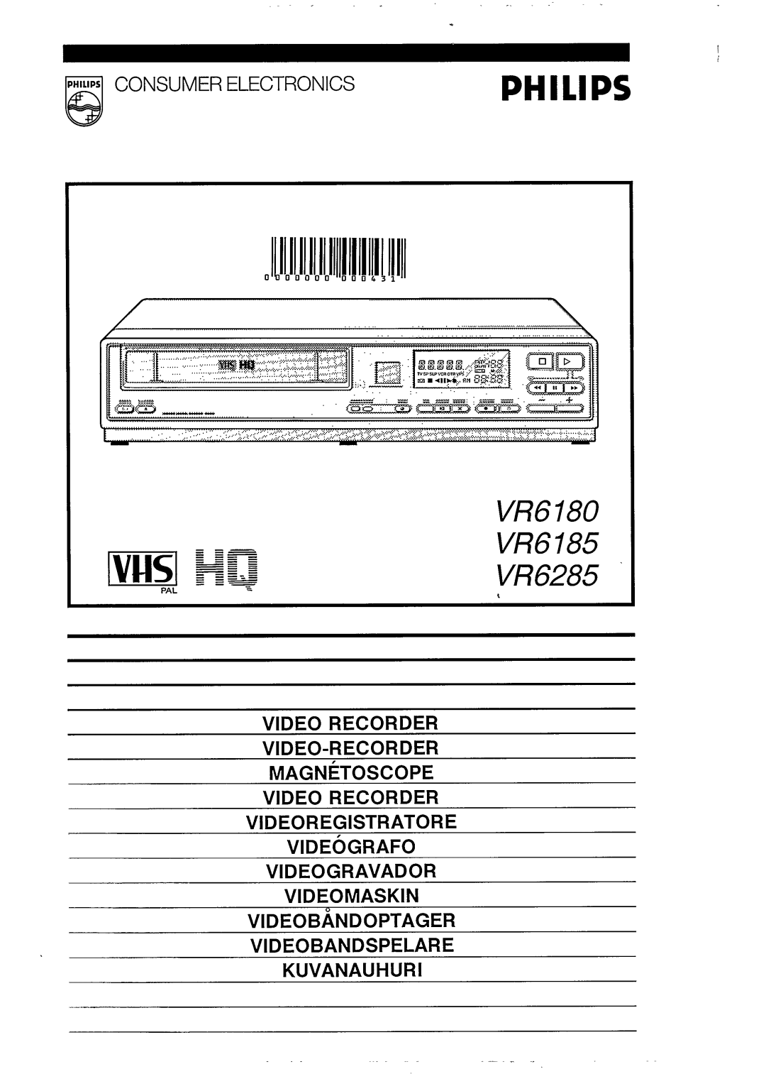 Philips VR6185, VR6180, VR6285 manual 