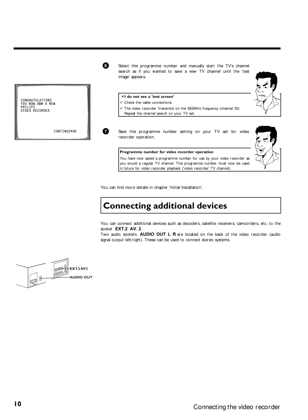 Philips VR620/07 Connecting additional devices, You can find more details in chapter Initial Installation, Socket EXT.2 AV 