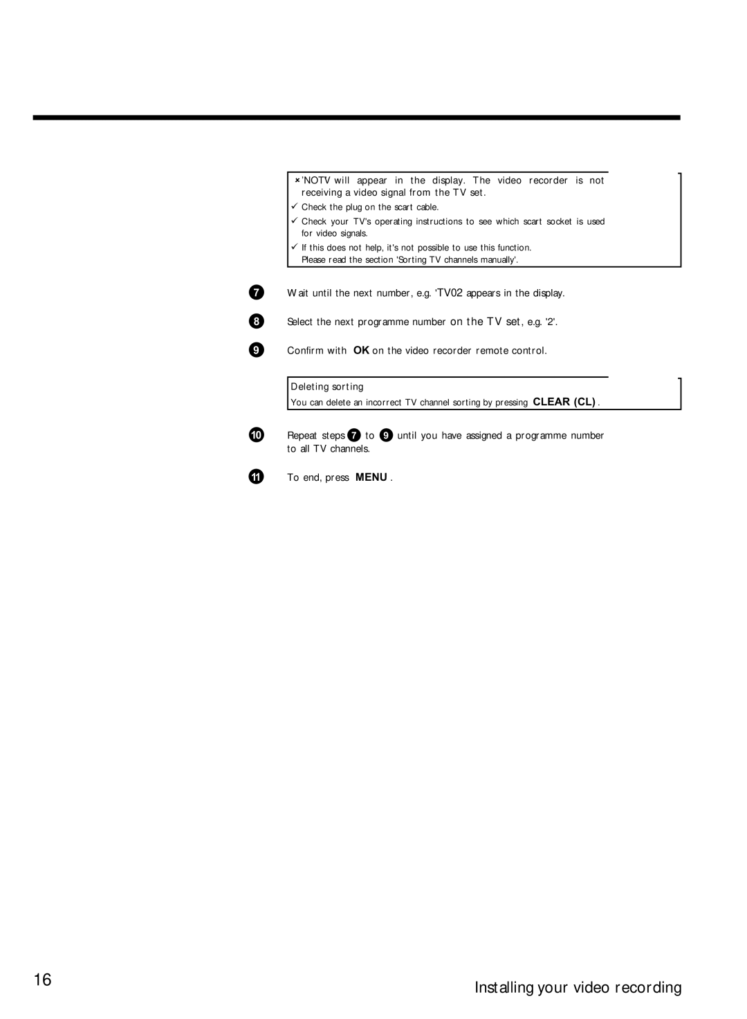 Philips VR620/07 specifications Deleting sorting 