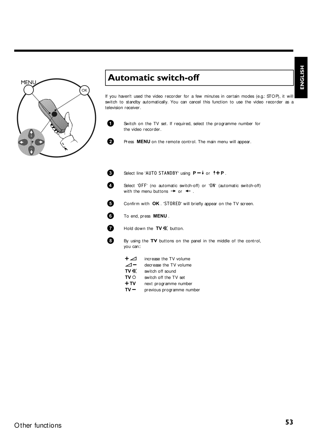 Philips VR620/07 specifications Automatic switch-off 