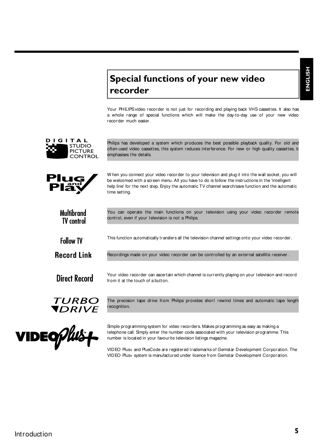 Philips VR620/07 specifications Special functions of your new video recorder 