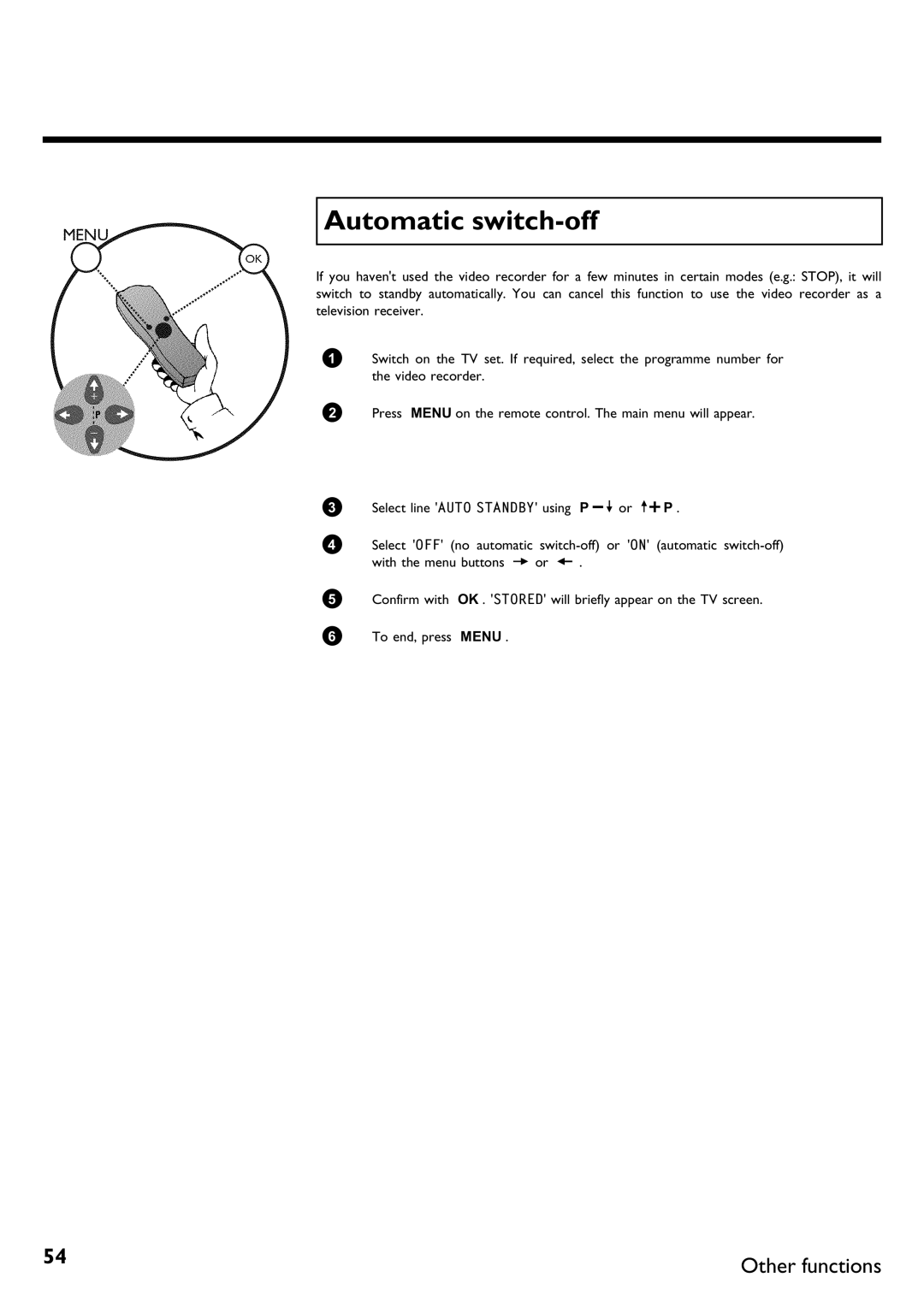 Philips VR620/58 specifications Automatic switch 