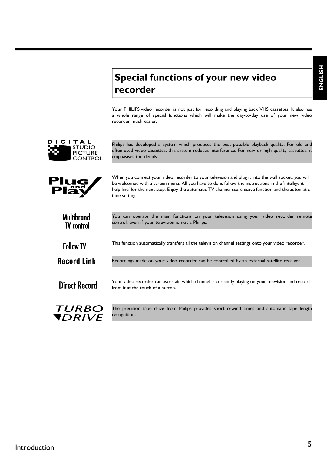 Philips VR620/58 specifications Special functions of your new video recorder 