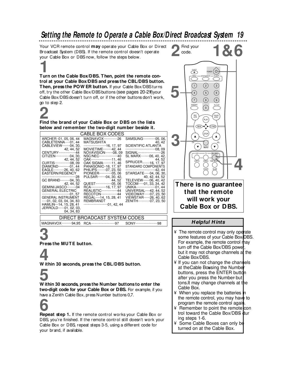 Philips VR620CAT owner manual Cable BOX Codes, 2code Find your 