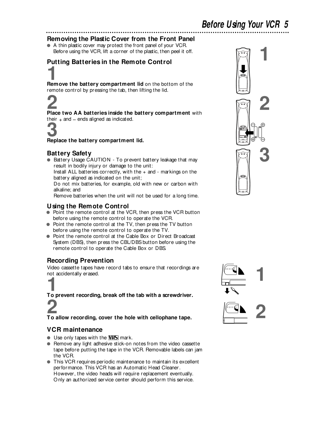 Philips VR624CAT owner manual Before Using Your VCR 