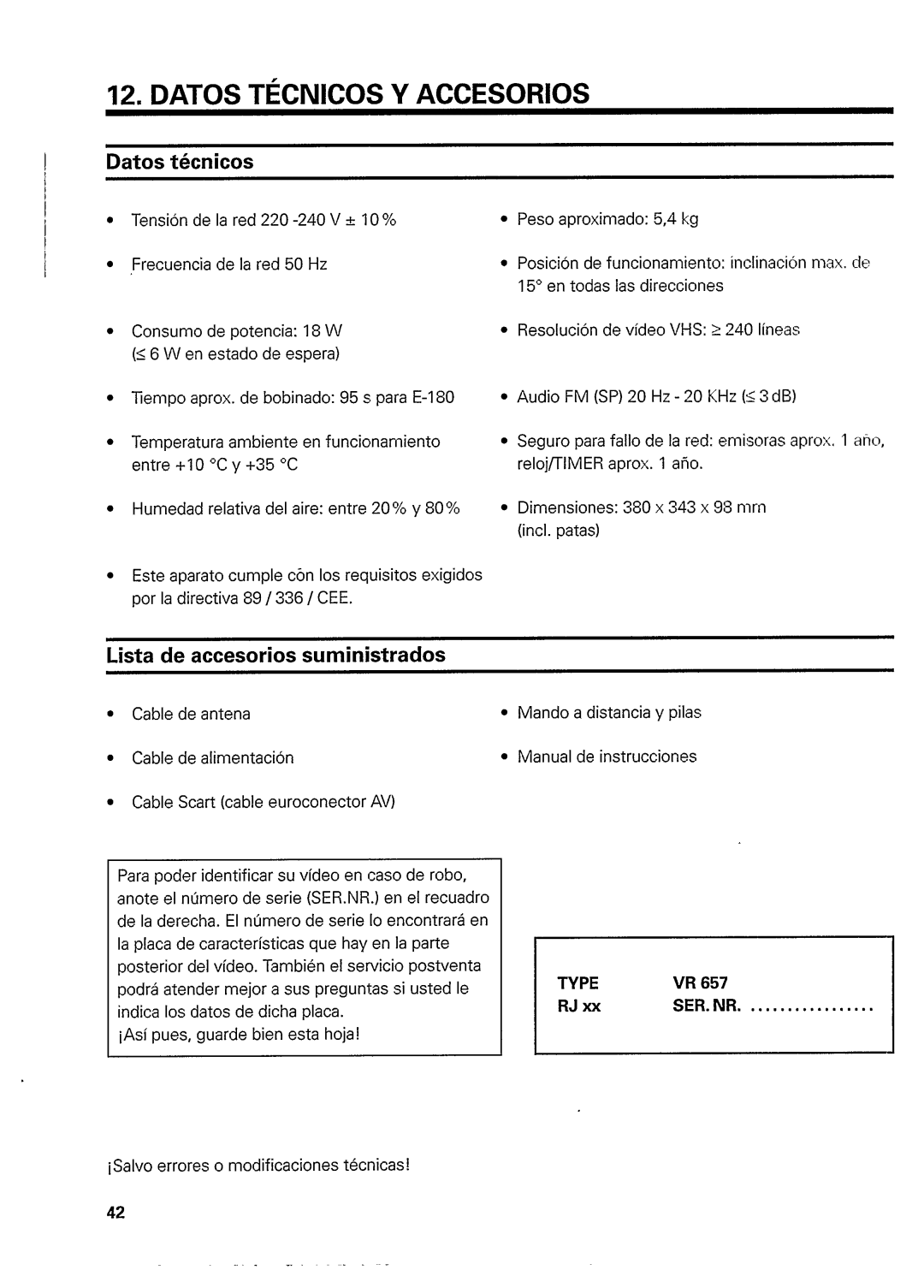 Philips VR657 manual 