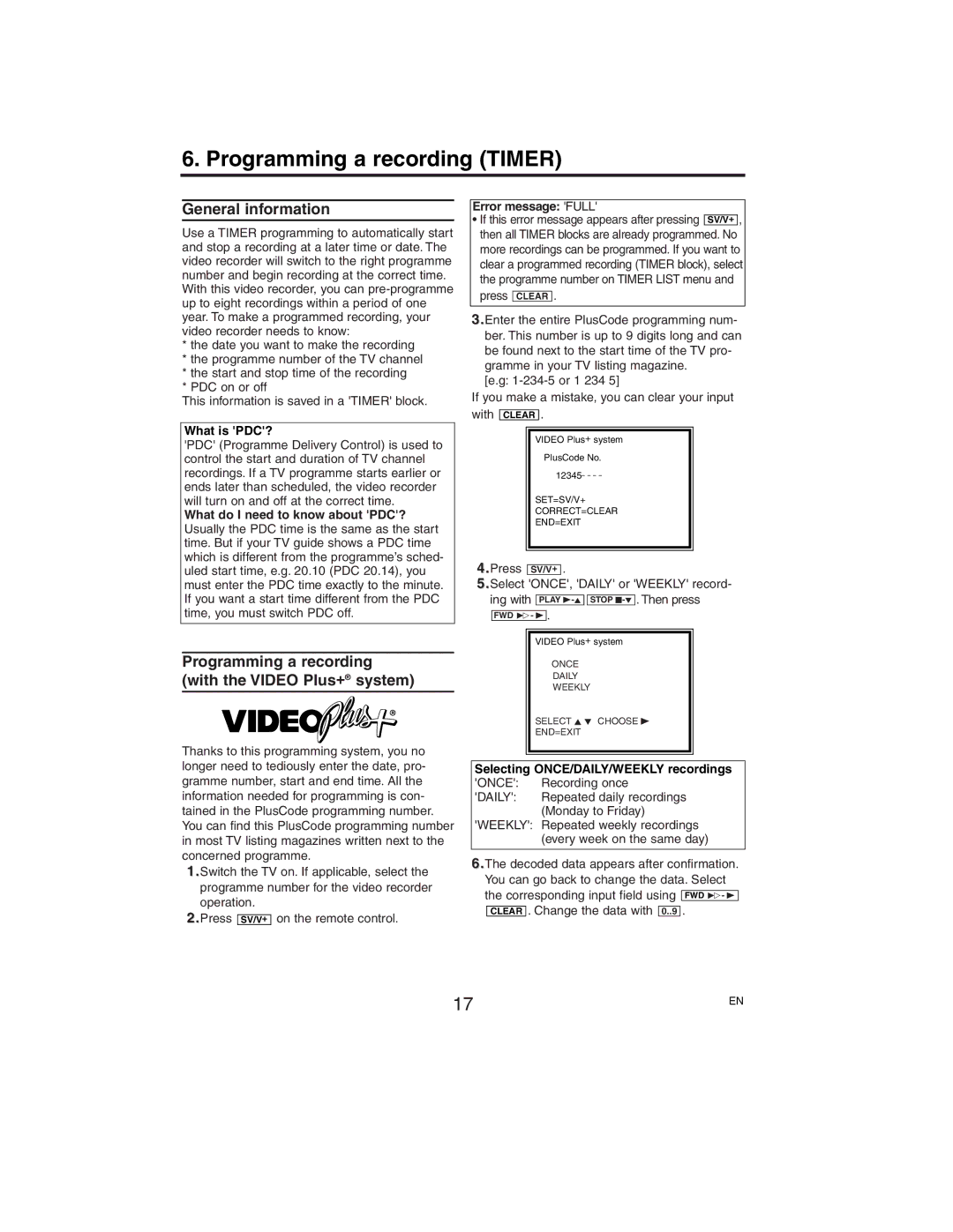 Philips VR750/07 manual Programming a recording Timer, Programming a recording with the Video Plus+ system, What is PDC? 