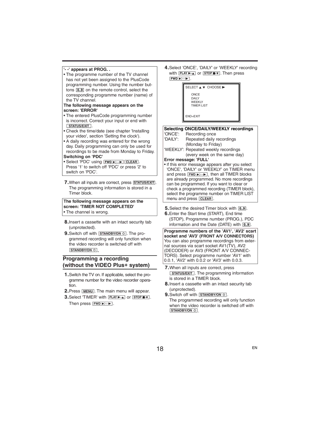 Philips VR752/07, VR750/07 manual Programming a recording without the Video Plus+ system 