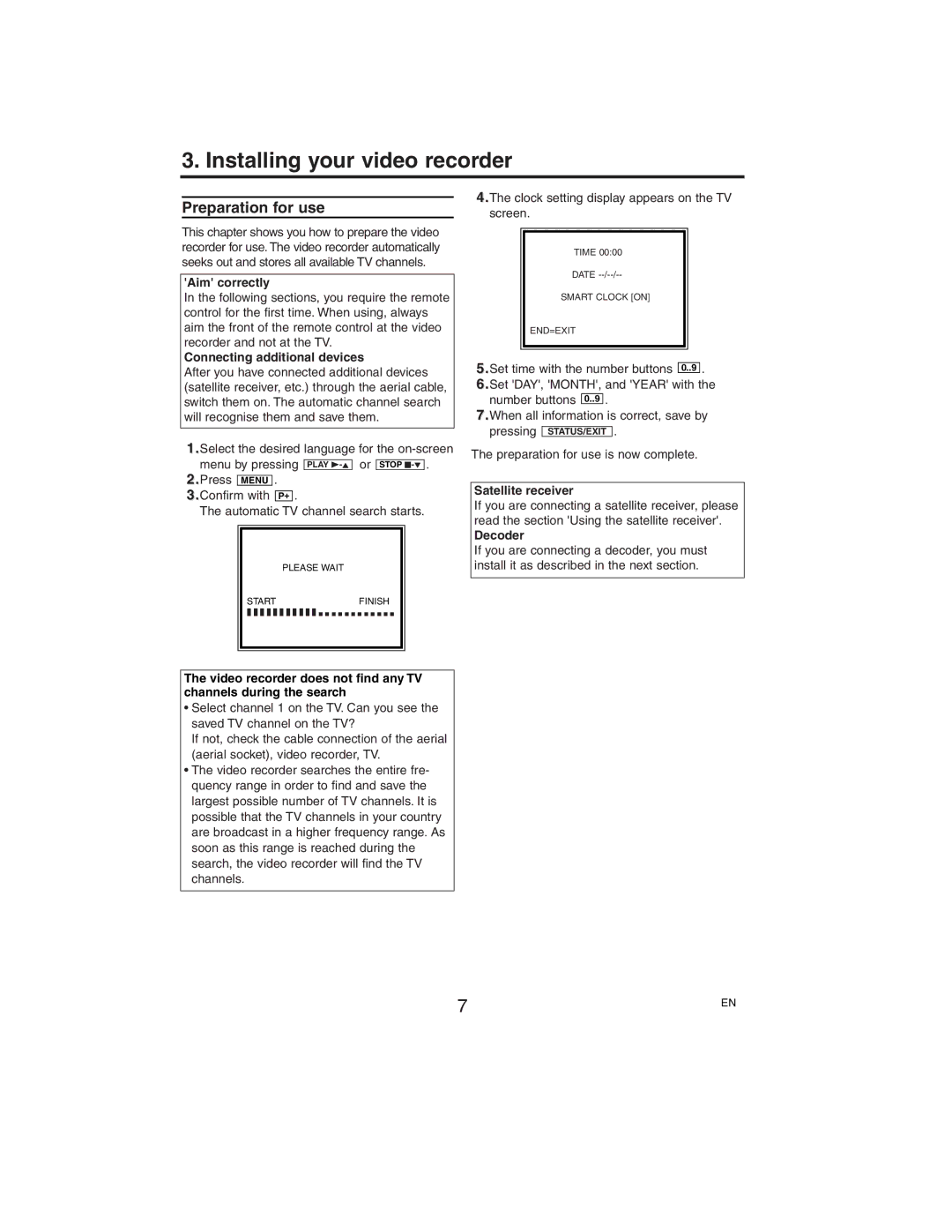 Philips VR750/58, VR752/58 manual Installing your video recorder, Preparation for use 