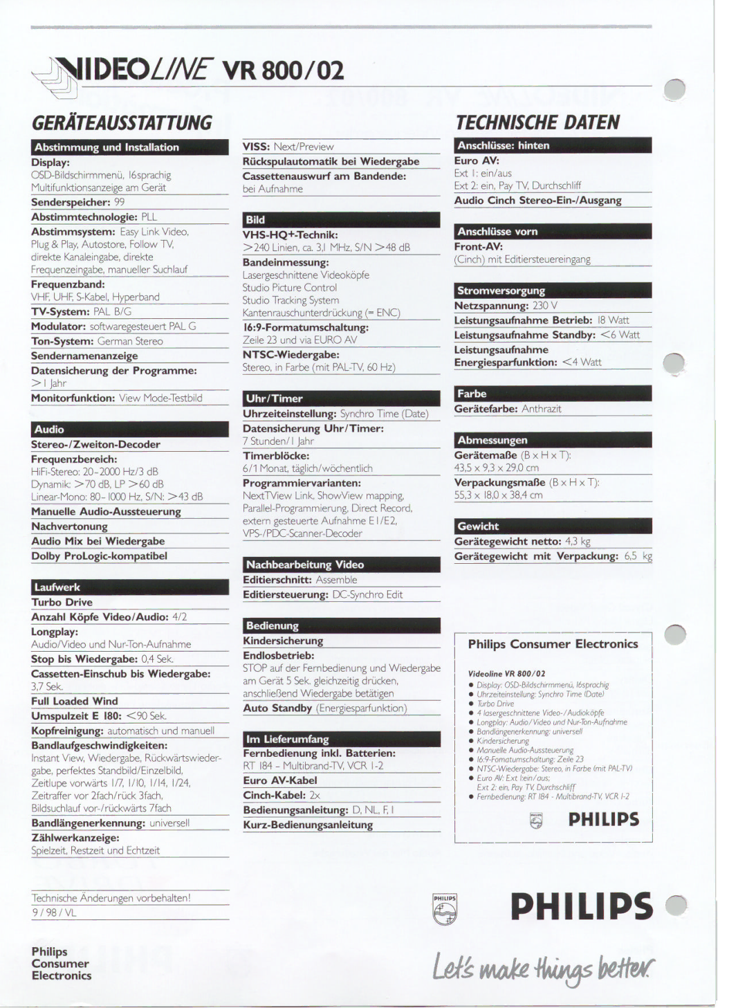 Philips VR802 manual 