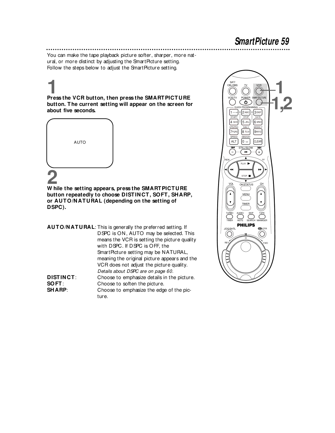 Philips VR810BPH owner manual SmartPicture 