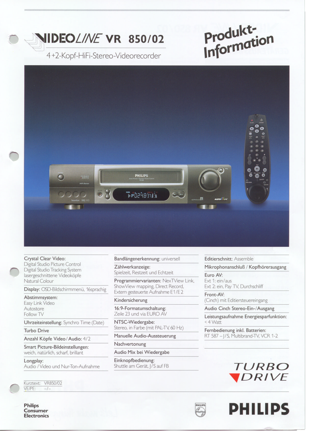 Philips VR850/02 manual 