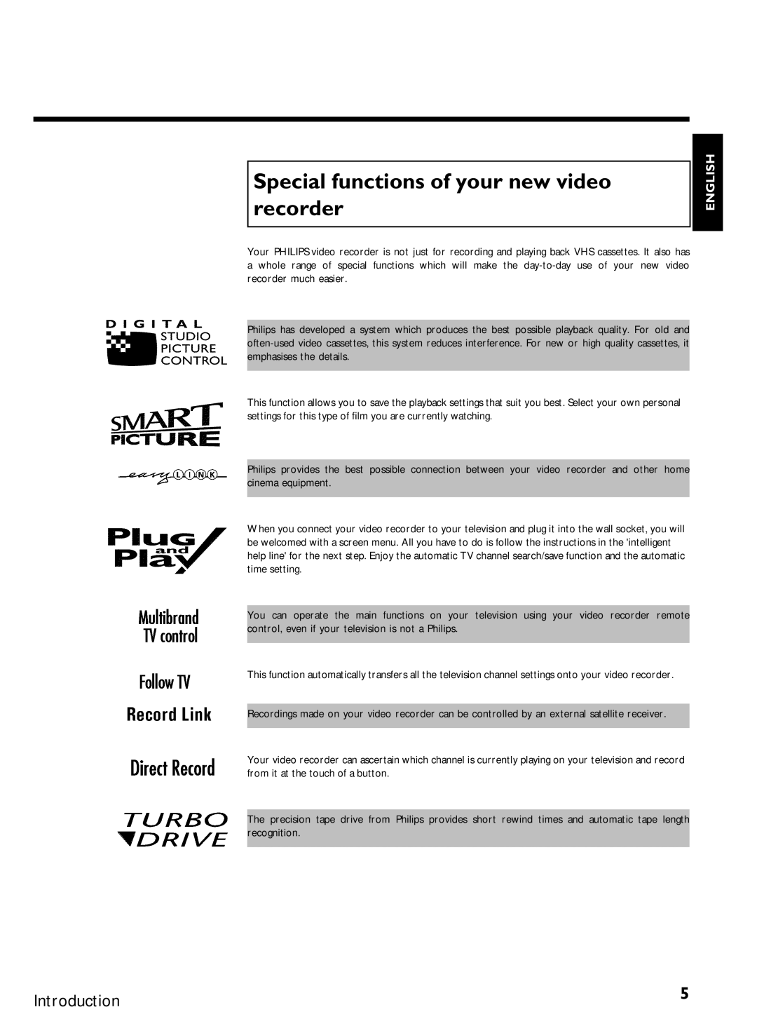 Philips VR870CC/L/P/07 specifications Special functions of your new video recorder 