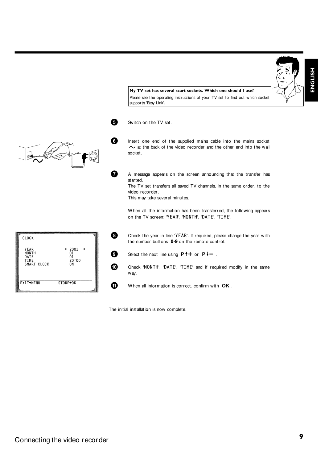 Philips VR870CC/L/P/07 specifications My TV set has several scart sockets. Which one should I use? 