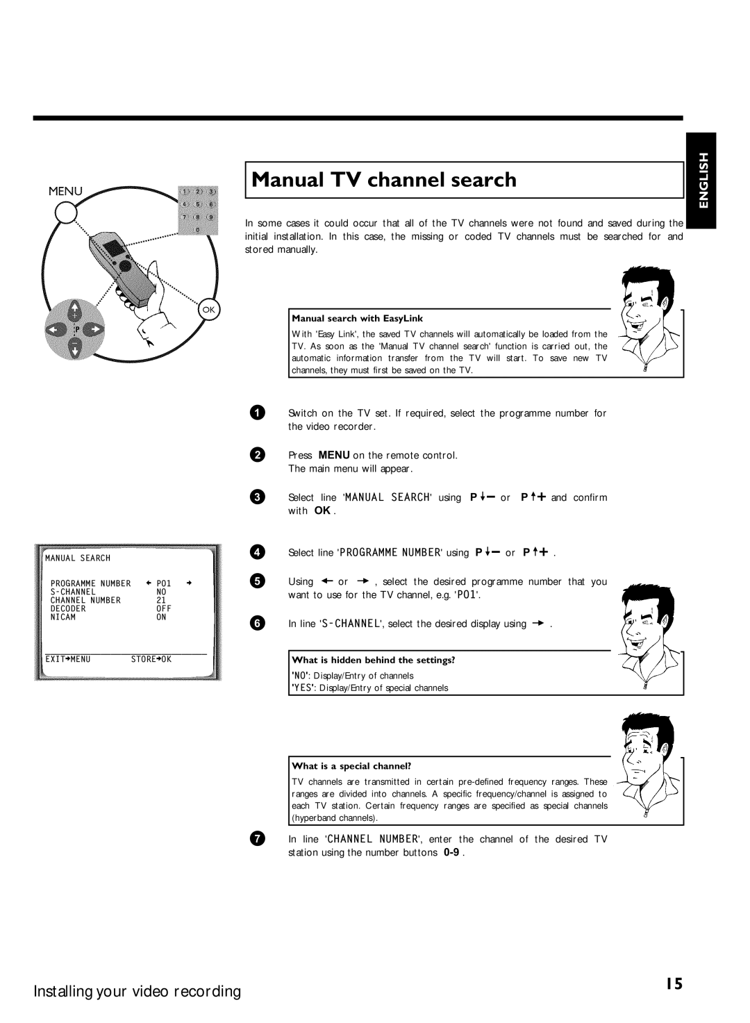 Philips VR870CC/L/P/07 specifications Confirm With, Select the desired, That you Want to use for the TV channel, e.g. P01 