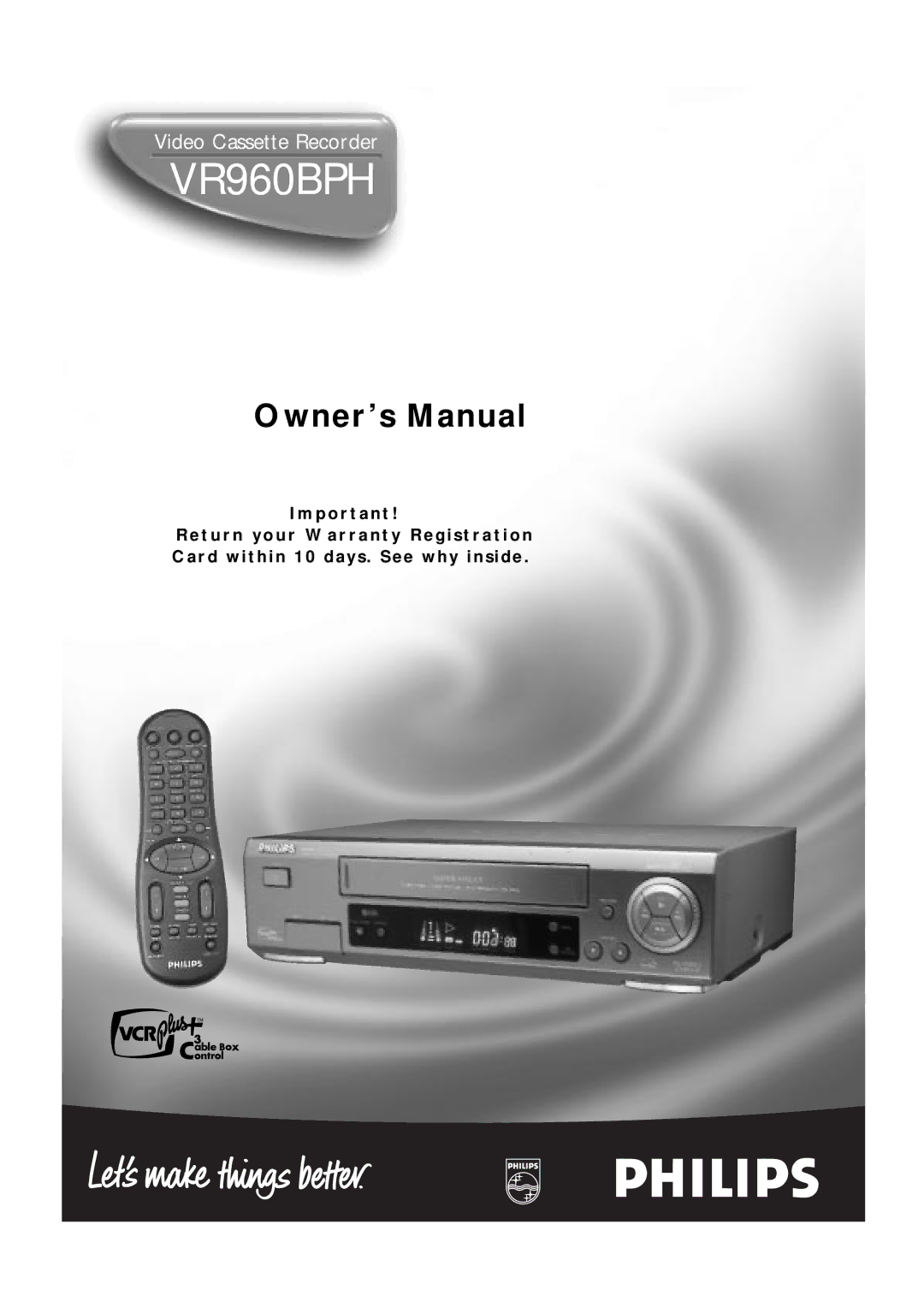 Philips VR960BPH owner manual 