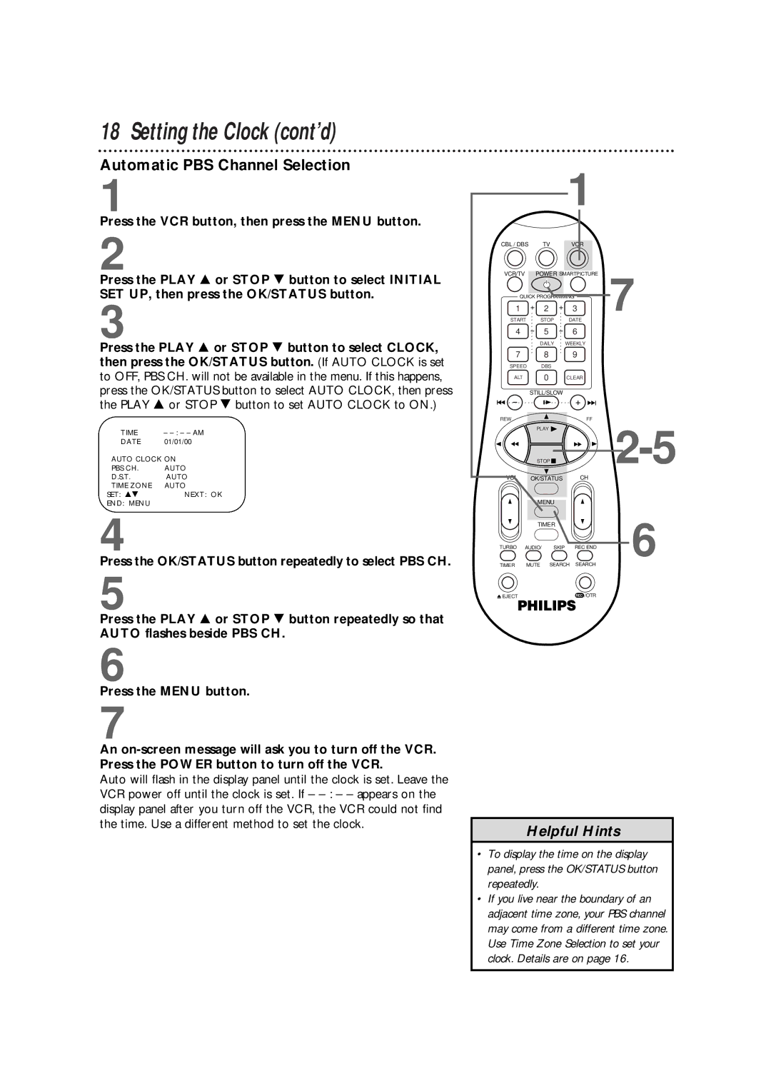 Philips VR960BPH owner manual Automatic PBS Channel Selection 