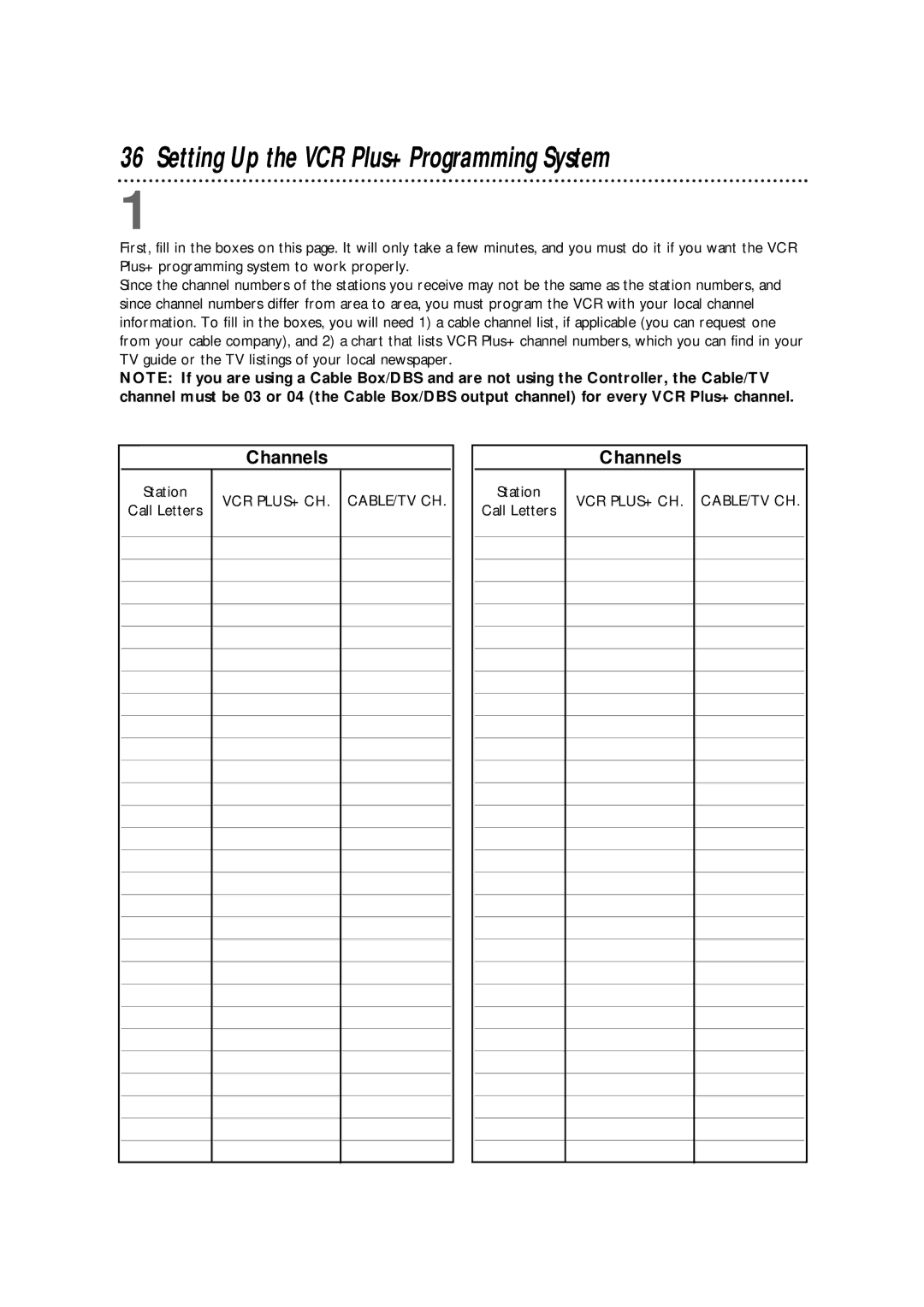 Philips VR960BPH owner manual Setting Up the VCR Plus+ Programming System, Channels, Call Letters 