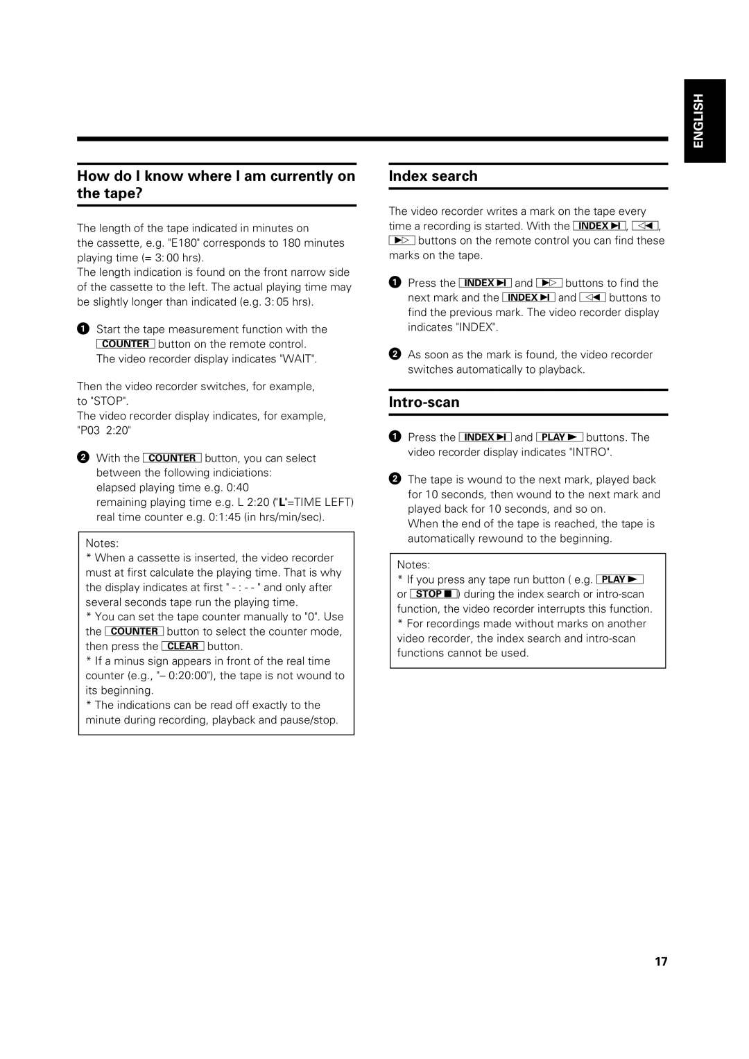 Philips VR969/05 operating instructions How do I know where I am currently on the tape?, Index search, Intro-scan 