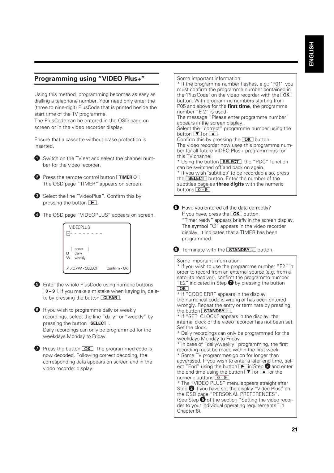 Philips VR969/05 operating instructions Programming using Video Plus+ 