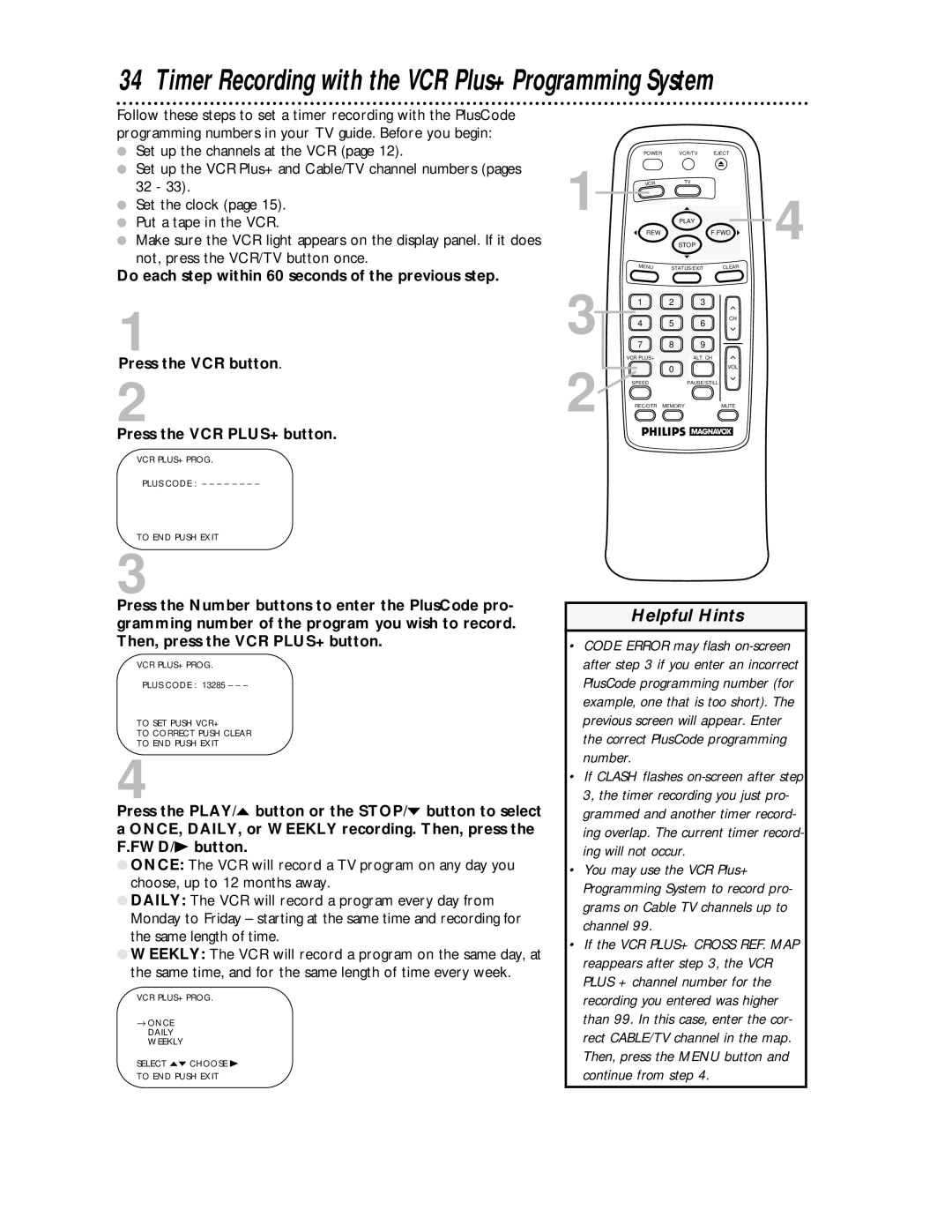 Philips VRA231AT owner manual Timer Recording with the VCR Plus+ Programming System 