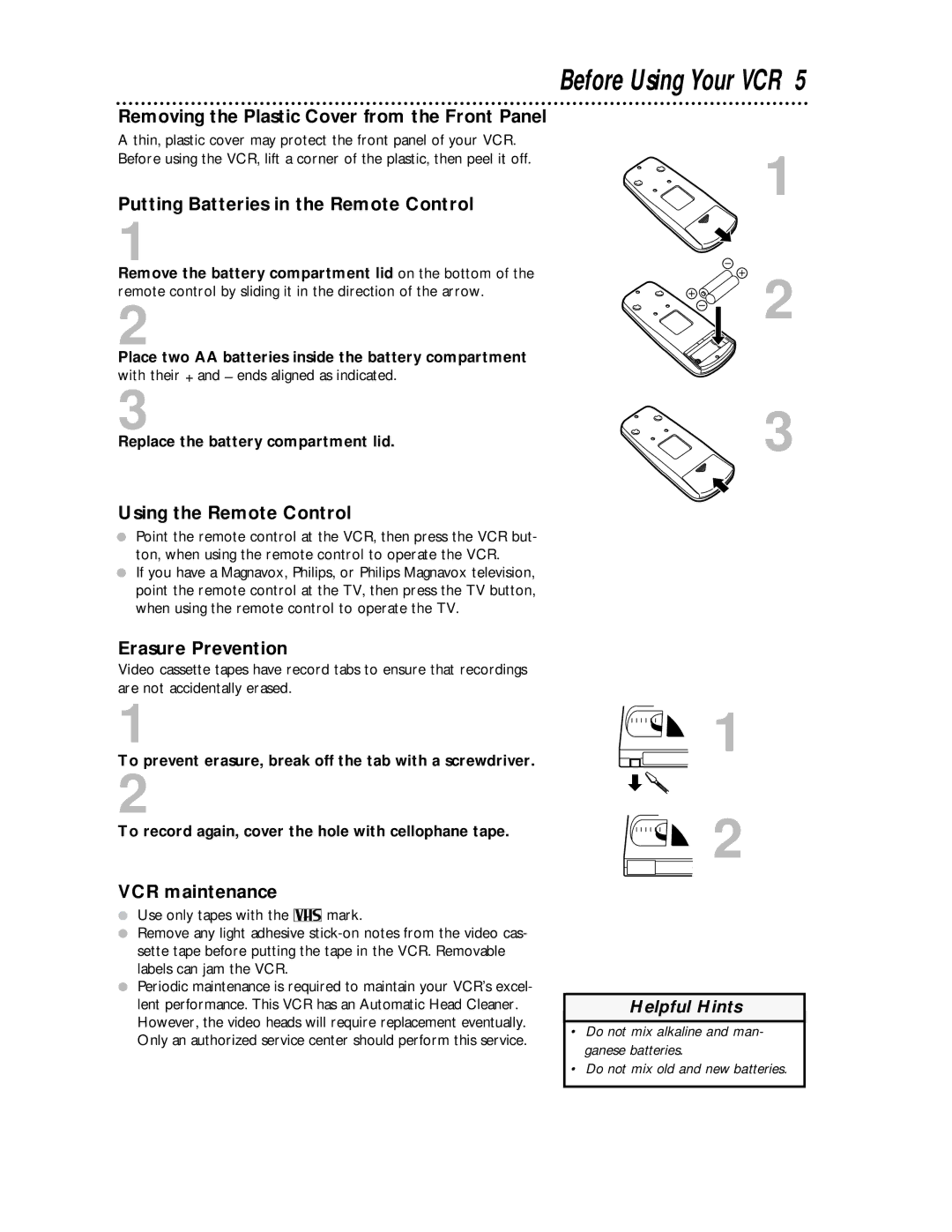 Philips VRA231AT owner manual Before Using Your VCR 