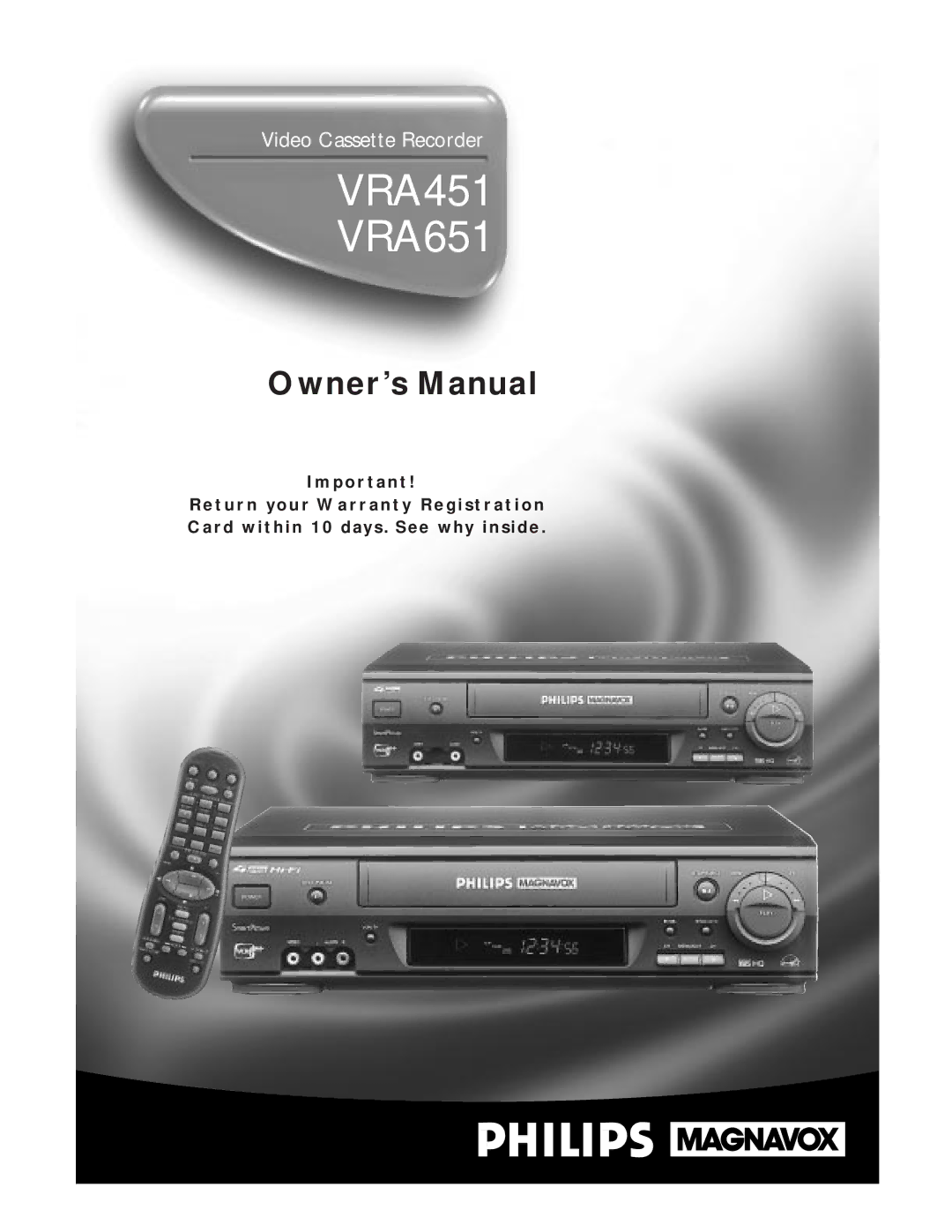 Philips owner manual VRA451 VRA651 