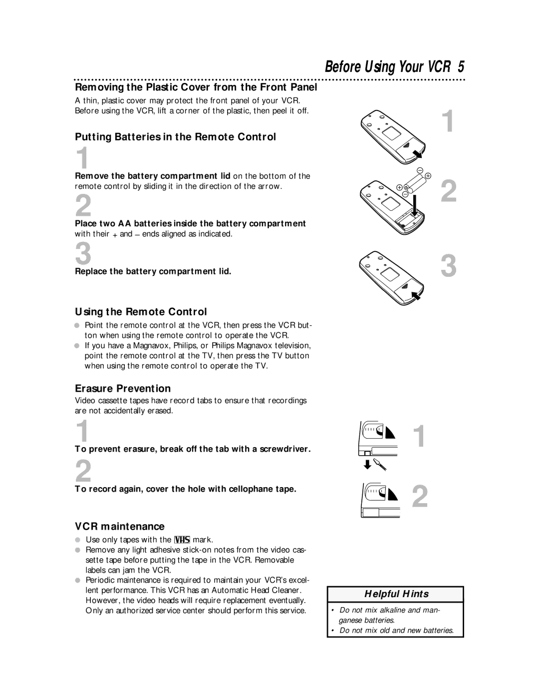 Philips VRA611AT owner manual Before Using Your VCR 