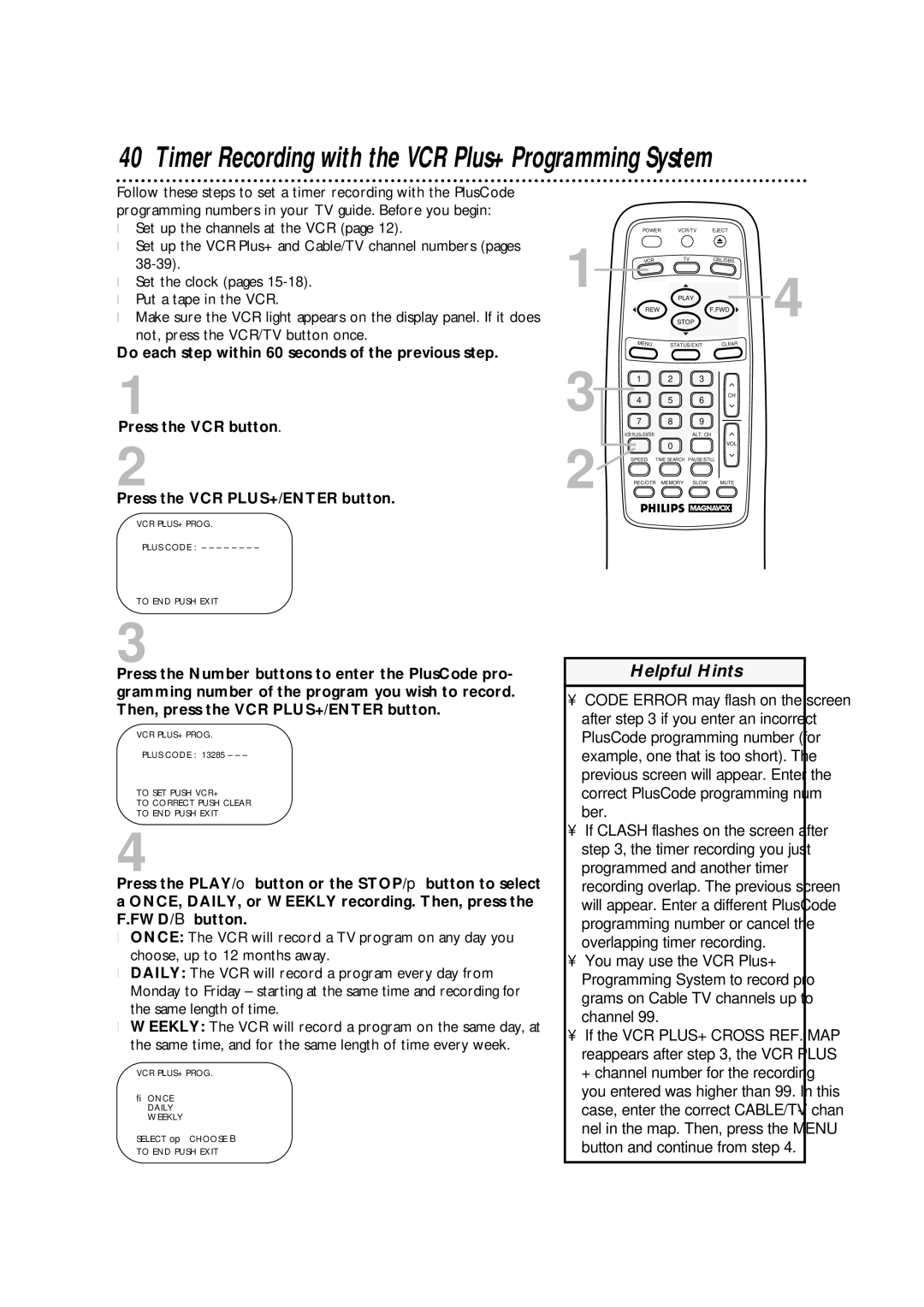 Philips VRA631AT owner manual Timer Recording with the VCR Plus+ Programming System 