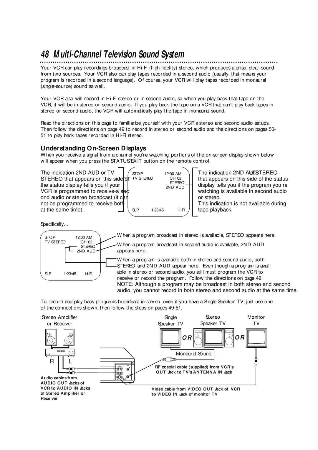 Philips VRA631AT Multi-Channel Television Sound System, Understanding On-Screen Displays, Specifically…, Monitor 