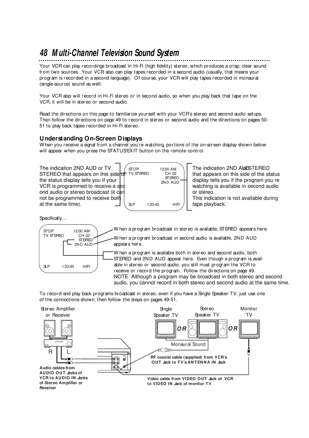 Philips VRA633AT Multi-Channel Television Sound System, Understanding On-Screen Displays, Specifically…, Monitor 