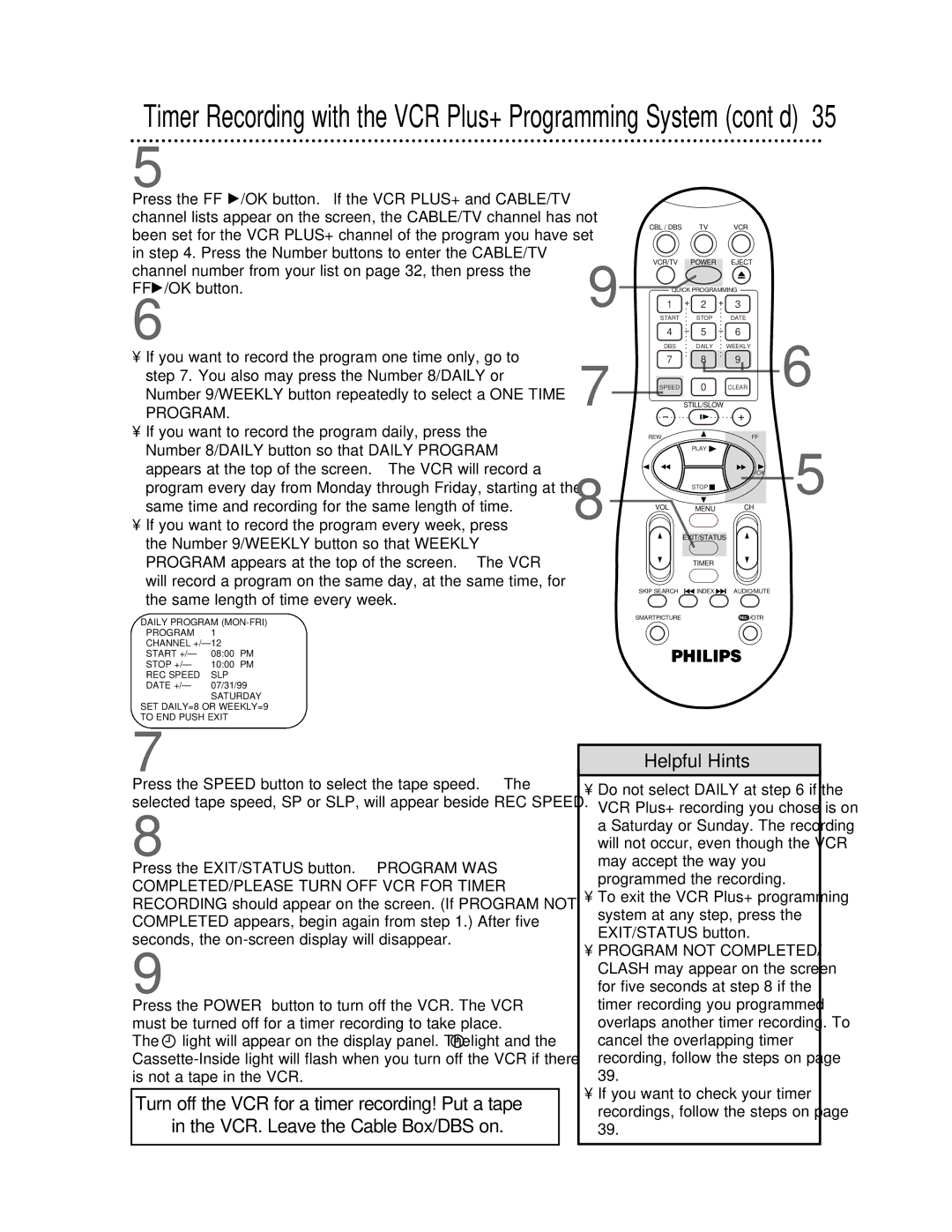 Philips VRA641AT owner manual FF /OK button 